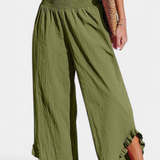 Martina Pantalón Palazzo Talle Alto Lino Exclusivo Volantes