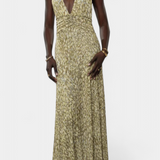 Melodía Vestido Maxi Lunares Halter Edición Limitada