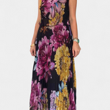 Shaya Vestido Largo de Gasa Plisada con Estampado Exclusivo
