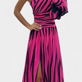 Bethania Vestido Maxi Rayas Un Solo Hombro Colección Elite