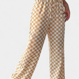 Iliana Pantalones Pierna Ancha Estampado Cuadros Exclusivo