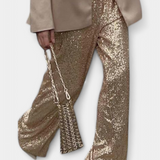 Lara Pantalón de Lentejuelas Cintura Alta Suelto Exclusivo