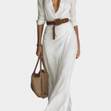 Souline Vestido Maxi Solapa Manga Larga Sastrería Exclusiva