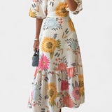 Kacey Vestido Midi Algodón Estampado Floral Exclusiva