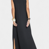 Felisa Vestido Maxi Sin Mangas Crepé Liso Exclusiva