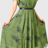 Lupita Vestido Midi De Chiffon Verde Con Corte En A Edición
