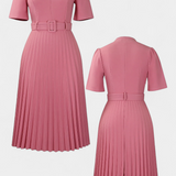 Seliora Vestido Midi De Trabajo Con Cinturón Plisados Elite