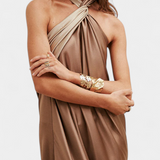 Rebecca Vestido Maxi Irregular Color Block Exclusivo