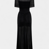 Alodia Vestido Maxi Hombros Con Capa De Malla Exclusivo