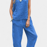 Leona Conjunto Chaleco Pantalón Algodón Lino Exclusivo