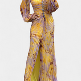 Quintessa Vestido Maxi Plisado Estampado Vibrante Edición
