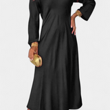 Riva Vestido Fluido Seda Escote V Mangas Largas Exclusivo