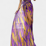 Aylin Vestido Maxi Asimétrico Estampado Colección Exclusiva