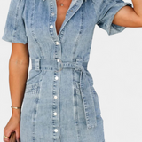 Orlena Vestido Mini Denim Lavado Colección Privilegio