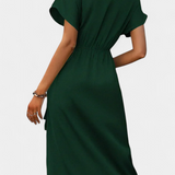 Begoña Vestido Cruzado Exclusivo Con Cinturón Abertura Sutil