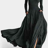 Orren Conjunto Colección Cuello Alto Falda Plisada Negra