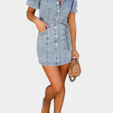 Orlena Vestido Mini Denim Lavado Colección Privilegio