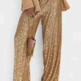 Lara Pantalón de Lentejuelas Cintura Alta Suelto Exclusivo