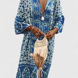 Chinara Vestido Largo Boho con Bordado Étnico Exclusivo