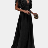Lucera Vestido Maxi Exclusivo Tejido Suave Mangas Volantes