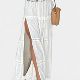 Dalia Falda Maxi Boho Con Encaje Abertura Frontal Exclusiva