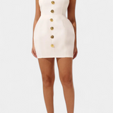 Yvonne Vestido Mini Halter Aplique Floral Cosido a Mano