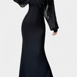 Atenea Vestido Halter De Malla Con Mostacillas Exclusivas