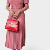 Seliora Vestido Midi De Trabajo Con Cinturón Plisados Elite