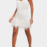Sheril Vestido Mini De Plumas Colección Exclusiva Noche