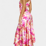 Reya Vestido Asimétrico Un Hombro Estampado Floral Premium