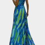 Aylin Vestido Maxi Asimétrico Estampado Colección Exclusiva