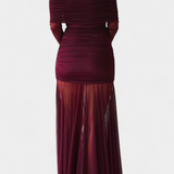 Cornella Vestido Maxi Strapless Fruncidos Satinado Limitado