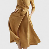 Sharon Vestido Midi Vintage Algodón Y Lino Exclusiva