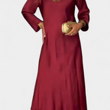 Riva Vestido Fluido Seda Escote V Mangas Largas Exclusivo