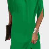 Haruna Vestido Midi Atemporal Monocromo Redondo Élite