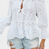 Kayden Top Bohemio De Encaje Corte Fluido Exclusivo