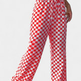 Iliana Pantalones Pierna Ancha Estampado Cuadros Exclusivo