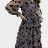 Iolanda Vestido Maxi de Encaje Floral Mangas Linterna Elite