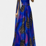 Cedara Vestido Largo Un Hombro Detalle Floral Seda Privada