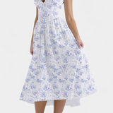 Margie Vestido Midi Estampado Floral Romántico Exclusivo