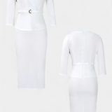 Palamos Vestido Midi Entallado Con Cinturón Premium