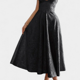Gilda Vestido Midi Jacquard Exclusiva Cintura Alta