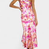Reya Vestido Asimétrico Un Hombro Estampado Floral Premium