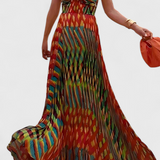 Janis Vestido Maxi Estampado Artístico Pintado a Mano