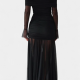 Cornella Vestido Maxi Strapless Fruncidos Satinado Limitado