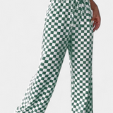 Iliana Pantalones Pierna Ancha Estampado Cuadros Exclusivo