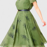 Lupita Vestido Midi De Chiffon Verde Con Corte En A Edición