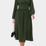 Faela Vestido Midi Oficina Lunares Suizos Exclusiva