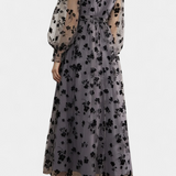 Iolanda Vestido Maxi de Encaje Floral Mangas Linterna Elite
