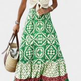 Isabel Falda Maxi Estampada Con Volante Verano Exclusiva